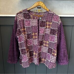 Grannycore Purple Patchwork Cotton Jacket Lined Handmade Button‎ Top size Large